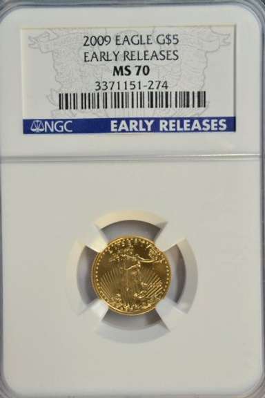 Perfect NGC MS70 EARLY RELEASES 2009 $5 American Gold Eagle