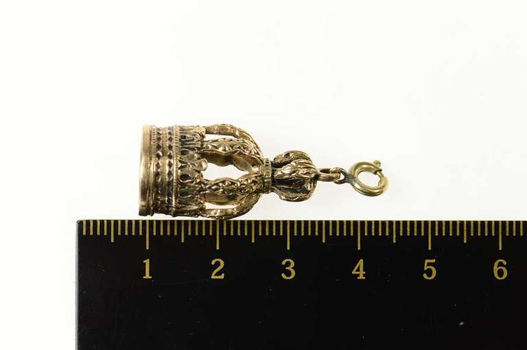 Gold Filled 3D Ornate Crown Jewels Royalty Symbol Charm/Pendant