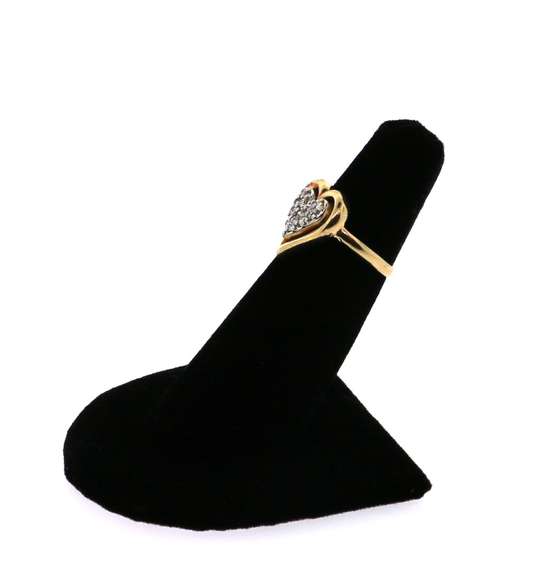 Lovely 14k Gold Heart Ring filled with Diamonds