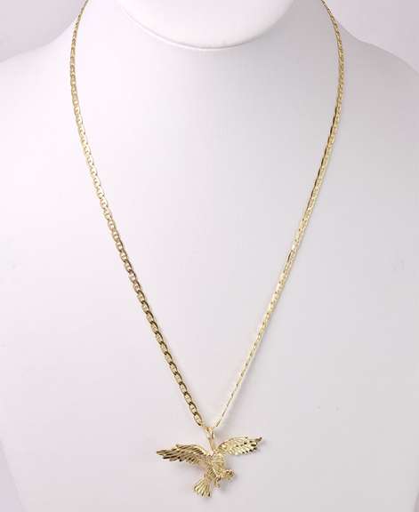 Sensational Eagle Pendant Necklace in 14k Yellow Gold
