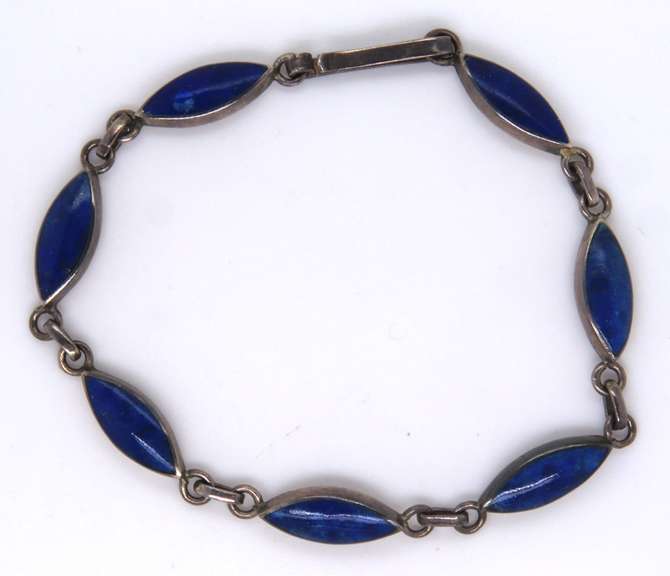 Vintage Sterling Silver Lapis Bracelet