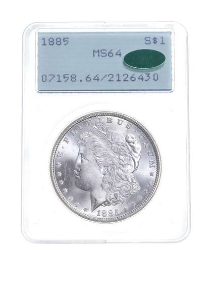 MS64 1885 Morgan Silver Dollar - CAC - Graded PCGS