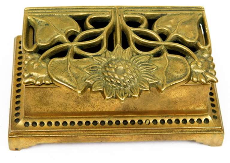 Vintage Heavy Brass Double Stamp Box