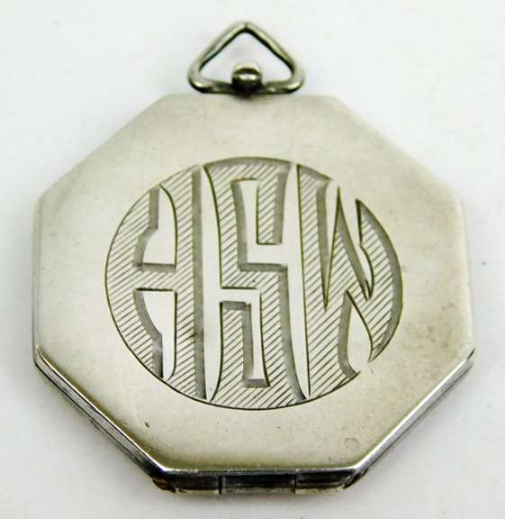 Antique Sterling Pink Guilloche Large Locket