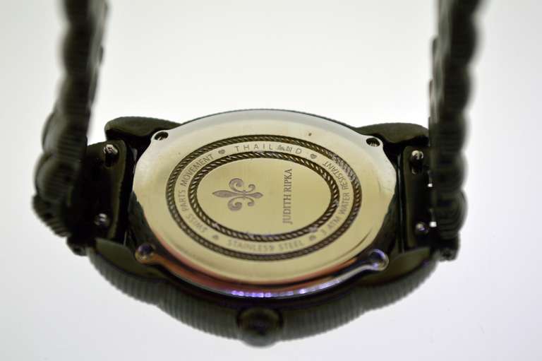 Ladies Judith Ripka Black Spinel Steel Watch