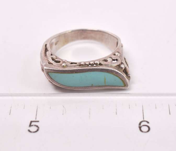 Turquoise Swirl Ring in Sterling Silver