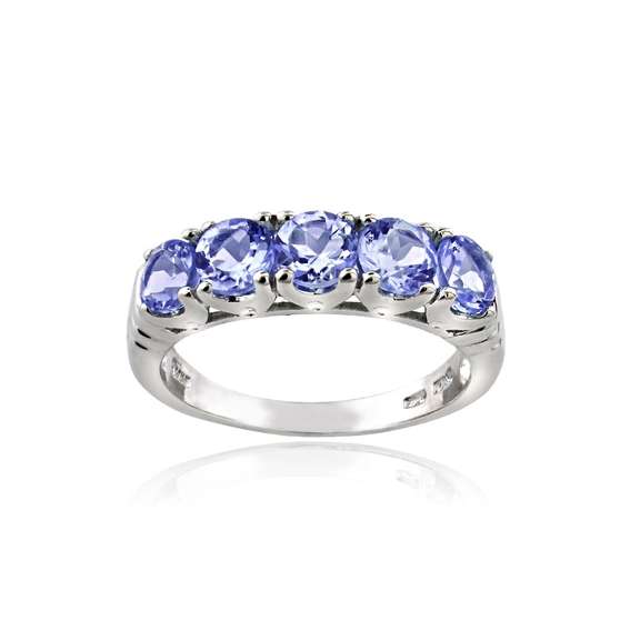 Sterling Silver Tanzanite Half Eternity Band Ring