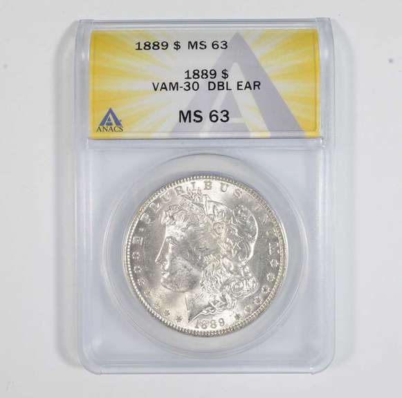 MS63 1889 Morgan Silver Dollar - VAM-30 DBL EAR - Graded ANACS