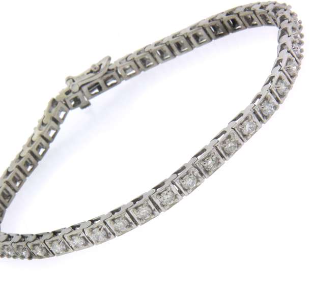 Sparkling White Gold Square Setting Diamond Bracelet