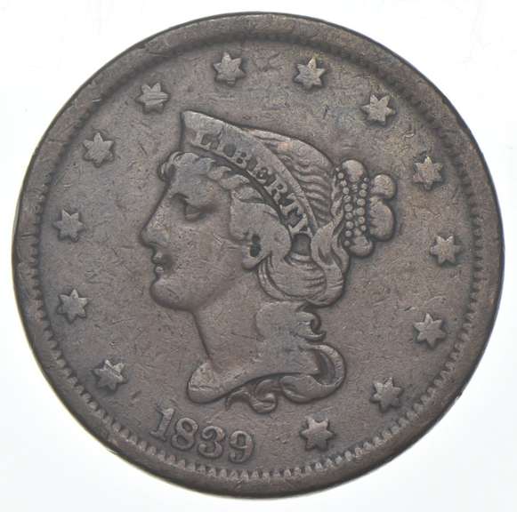 1839 Braided Hair Large Cent - N.8 Head '40