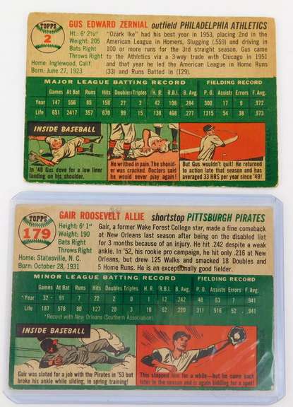 2 Topps 1954 Baseball Cards