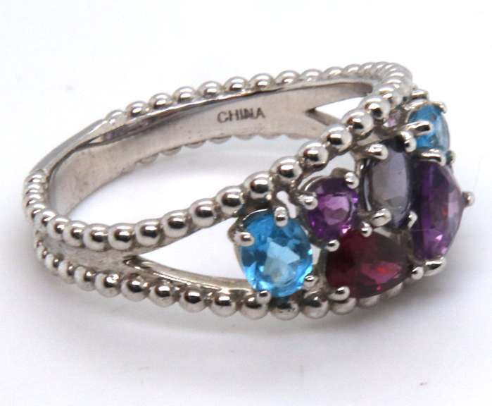 Sterling Silver Multi Gemstone Ring