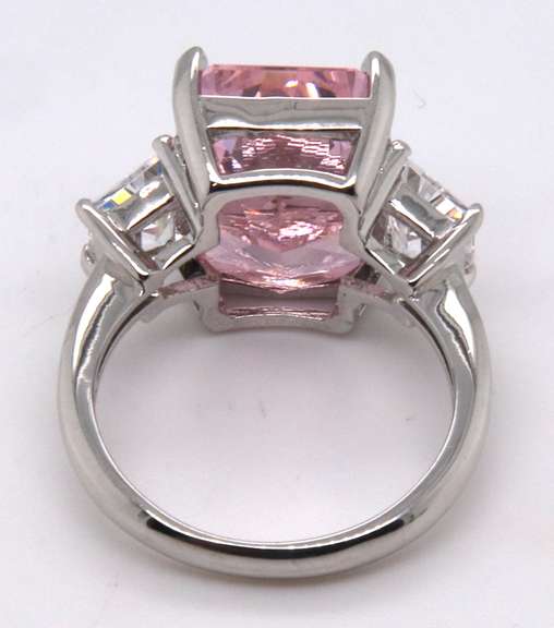 Pink Cubic Zirconia Sterling Silver Ring