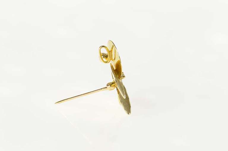 14K Yellow Gold Diamond Pinwheel Flower Retro Statement Pin/Brooch