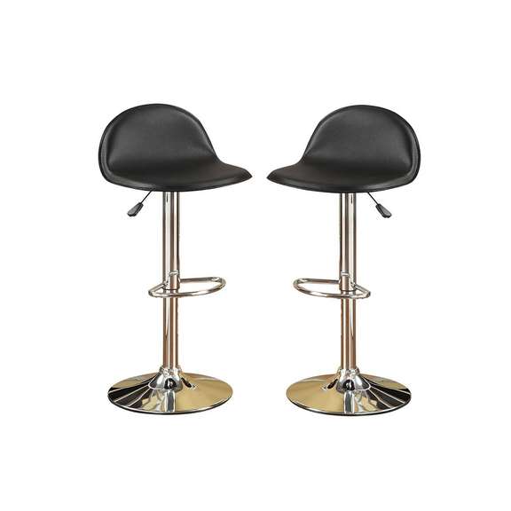 Faux Leather Adjustable Bar Stool Set of 2