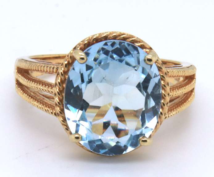 Oval Shaped Blue Cubic Zirconia Sterling Silver Ring