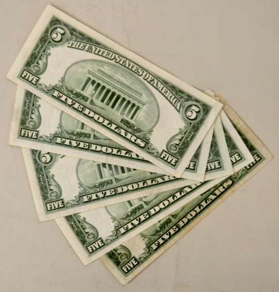 5 1928 C &1928 F Red Seal US Notes