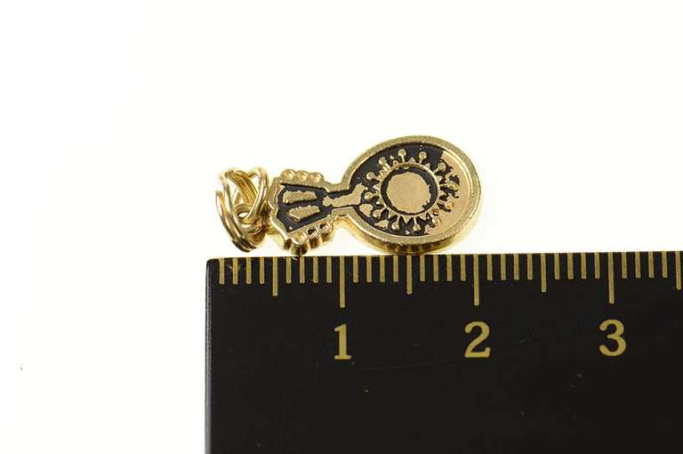 14K Yellow Gold Enamel Sun Guitar Mandolin Instrument Charm/Pendant