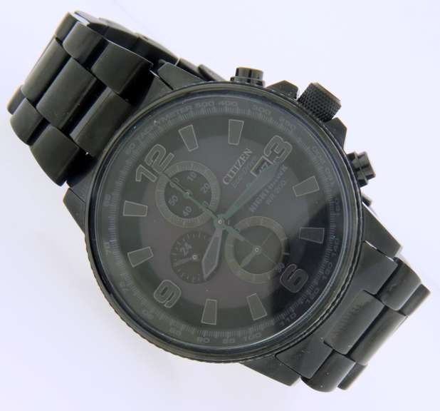 Citizen Eco Drive Nighthawk Chronograph PVD Bracelet Watch