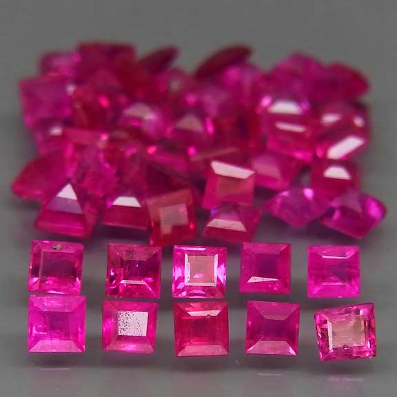 Premium 4.77ct 50 piece princess cut Ruby set