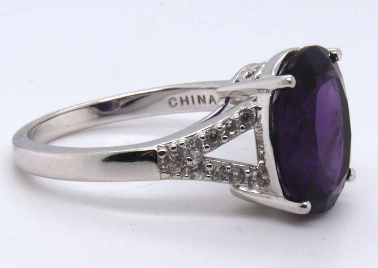 Sterling Silver Signed Amethyst Ring