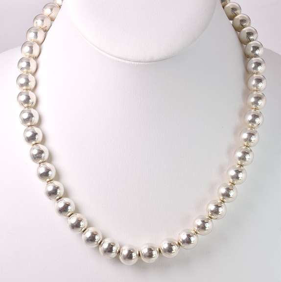 Heavy Beaded Necklace in Sterling Silver