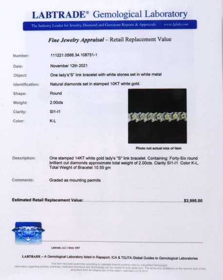 Dazzling White Gold Diamond S Link Tennis Bracelet