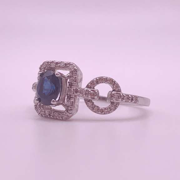 14kt Gold, Blue Sapphire, & Diamond Ring