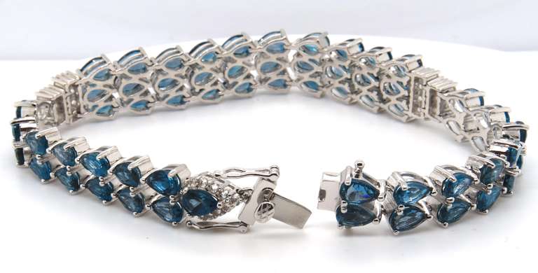 Sterling Silver DK Signed 2 Row Gemstone Bracelet