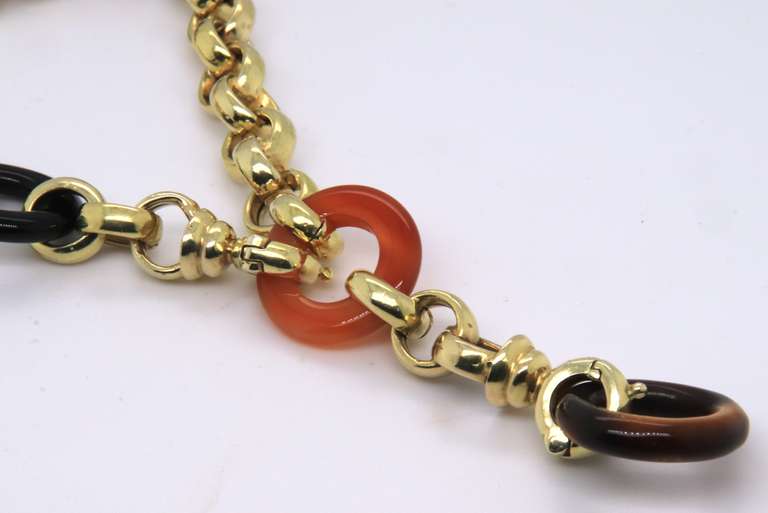 Majestic Yellow Gold Ornamental Gem Ring Station Necklace