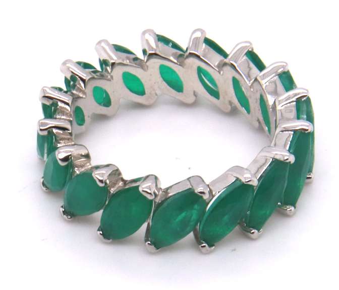 Sterling Silver Green Cubic Zirconia Band