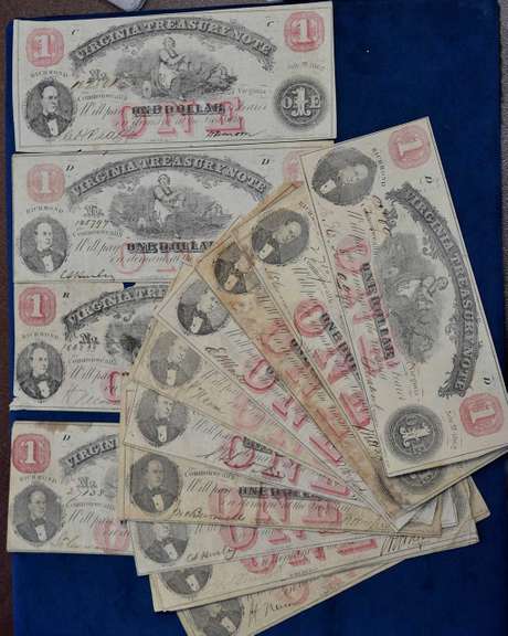 Lot Of 15 Virginia Treasury Notes.