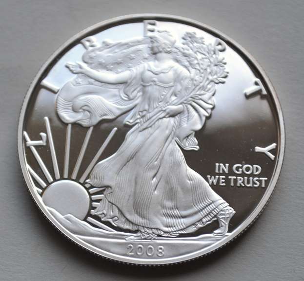 2008 W Proof Silver Eagle With Box & Paper