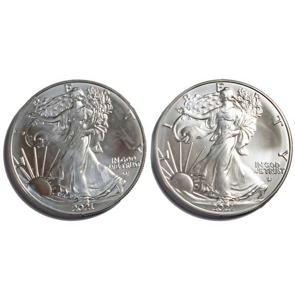 2 2021 Type 2 Unc Silver Eagles