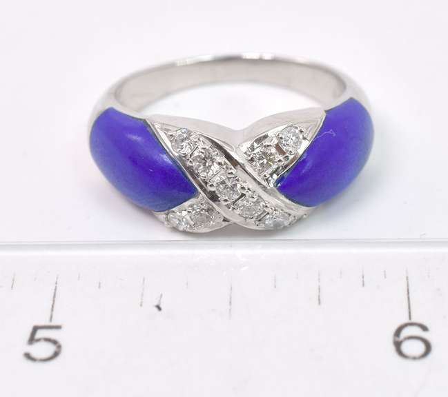 Lush Lapis and Diamond Ring in Platinum