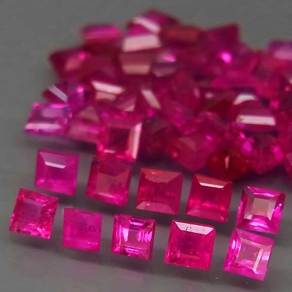 Premium 4.45ct 55 piece princess cut Ruby set