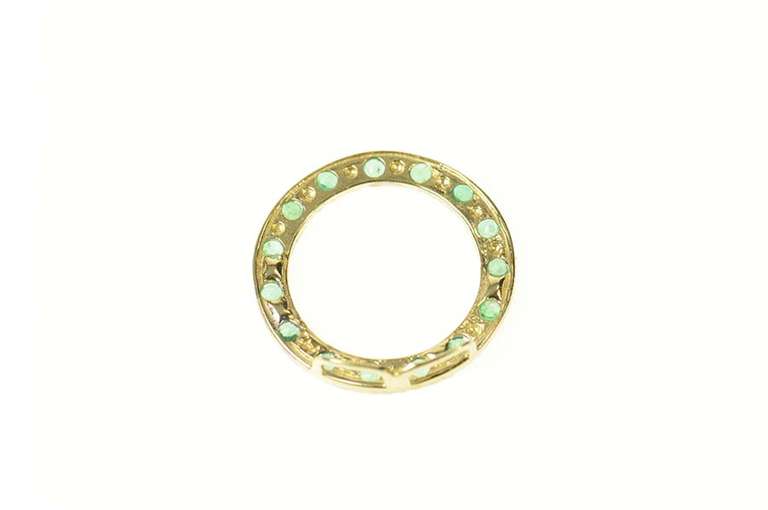 10K White Gold Round Classic Emerald Circle Journey Pendant