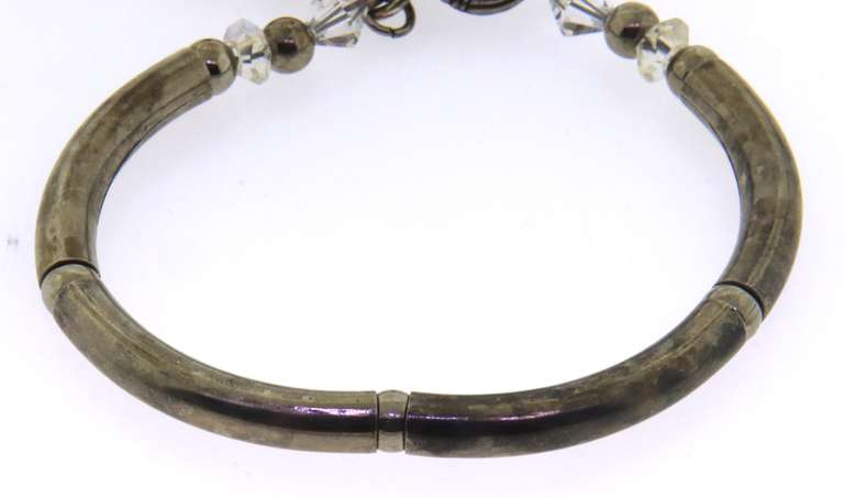 Sterling Silver Bracelet with Crystal Charm