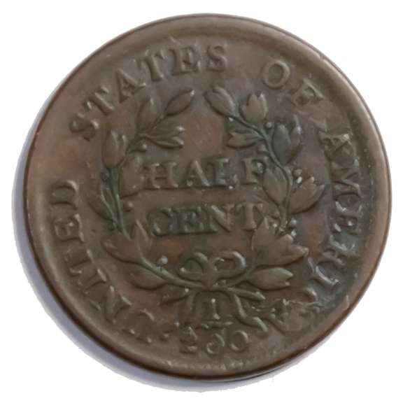 1804 Crossed 4 Bust Half Cent