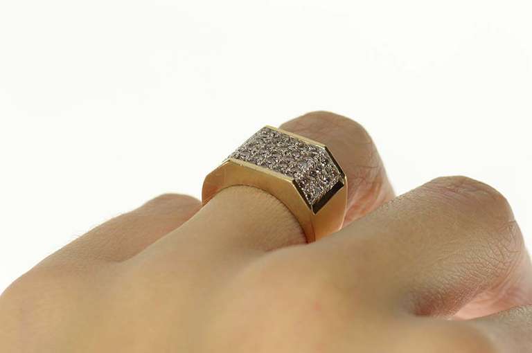 10K Yellow Gold 0.90 Ctw Pave Squared Diamond Statement Ring