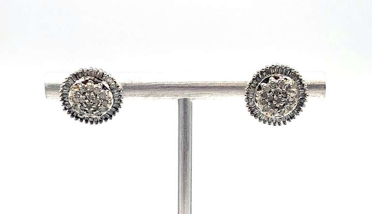 10k white gold diamond cluster earrings