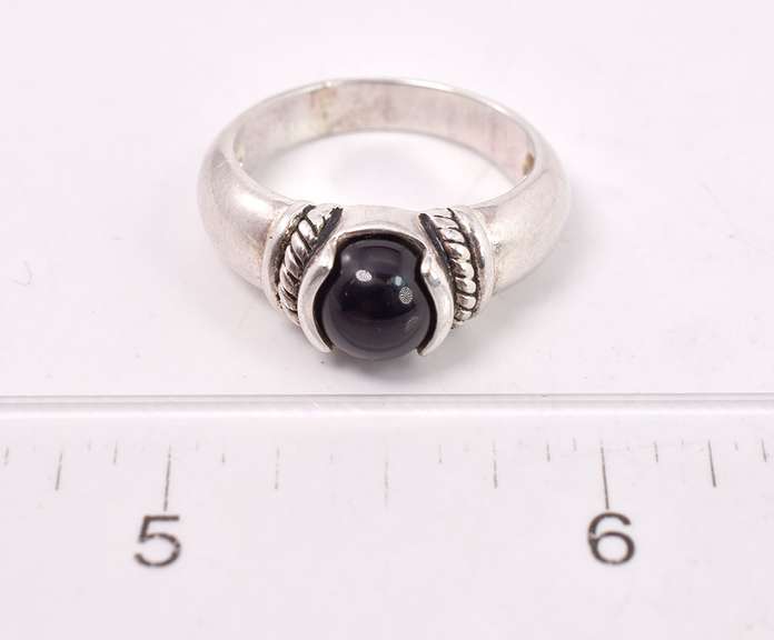 Onyx Ball Ring in Sterling Silver