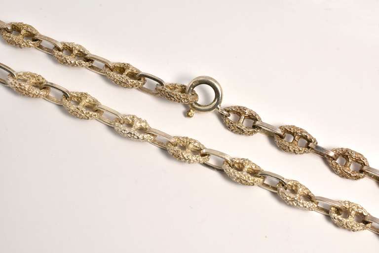 Long, Heavy Sterling Link Necklace