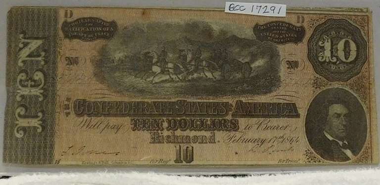 Confederate: 1864  $10 Richmond, circ, signed & numbered