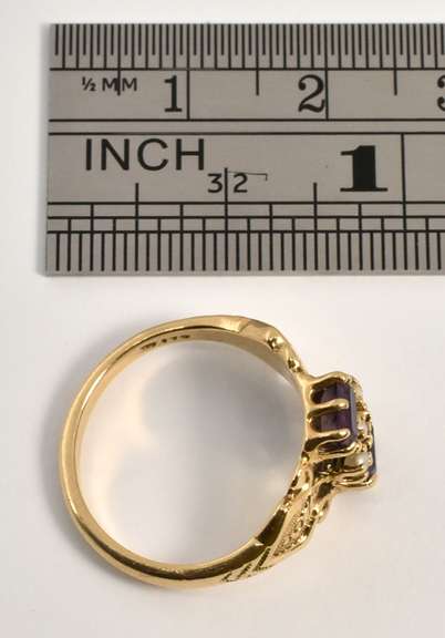 Unusual Amethyst & Seed Pearl Ring