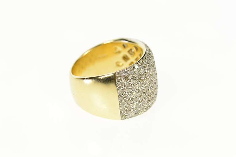 14K Yellow Gold 1.43 Ctw Pave Diamond Statement Band Ring
