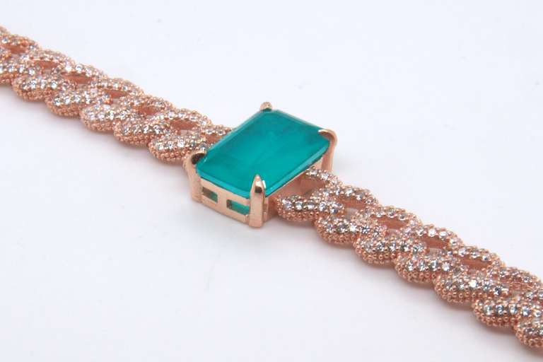 Sterling Silver Cubic Zirconia Curb Bracelet