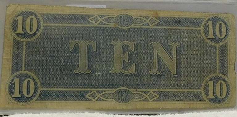 Confederate: 1864  $10 Richmond, circ, signed & numbered