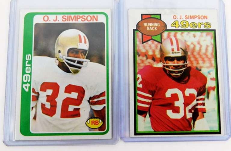 2 O.J. Simpson Topps Football Cards
