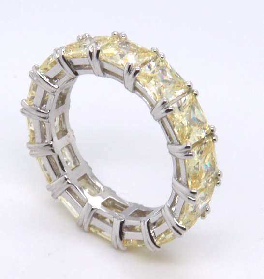 Sterling Silver Princess Cut Yellow CZ Band